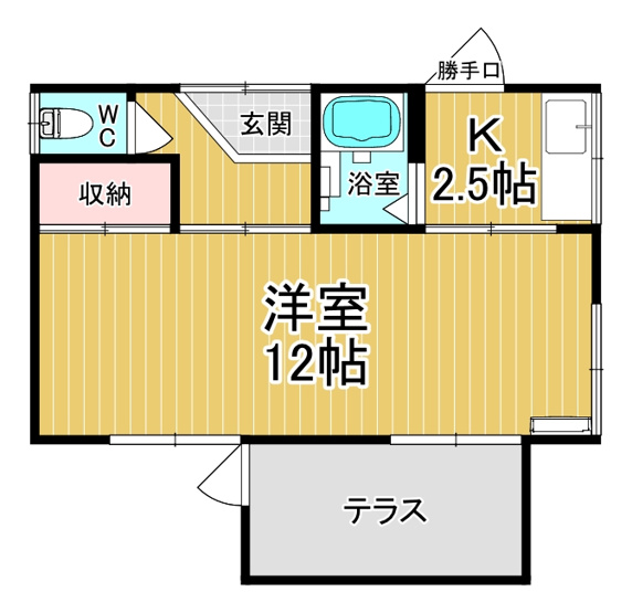 【間取り】 | メゾン玉田 | 広い洋室12帖です。