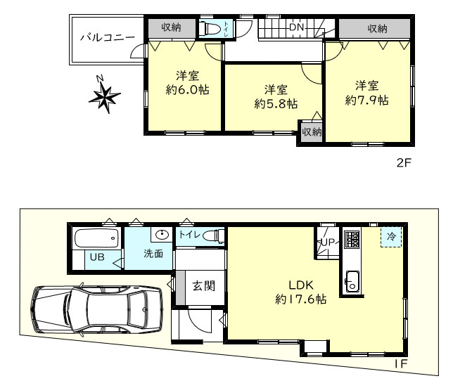 神戸市垂水区南多聞台3丁目戸建の間取り