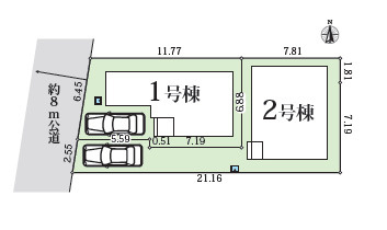 平塚市豊原町2期　新築戸建　全2棟2号棟の区画図