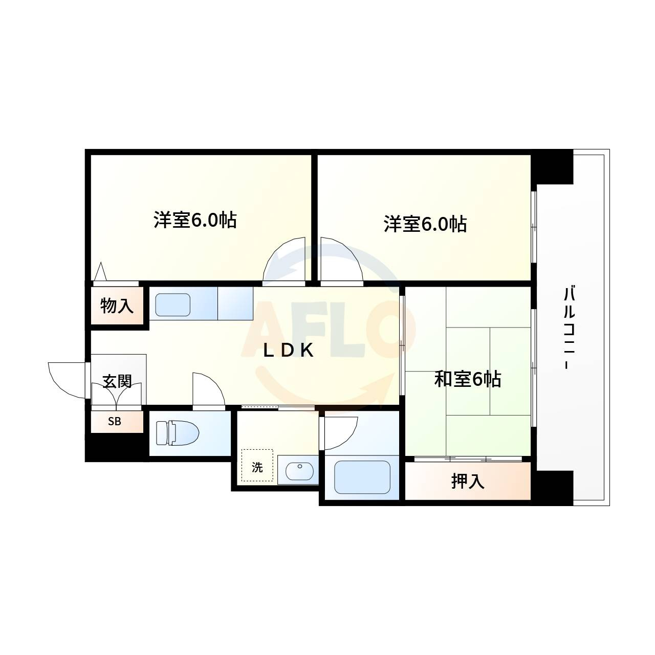 シャトー弁天弐番館（波除小学校区）の間取り|シャトー弁天弐番館　間取り