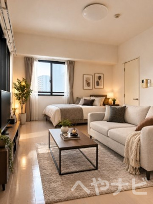 【居間・リビング】 | アンビックス・プリア茶屋ヶ坂 | ※イメージ写真、家具等はAI加工によるイメージです。