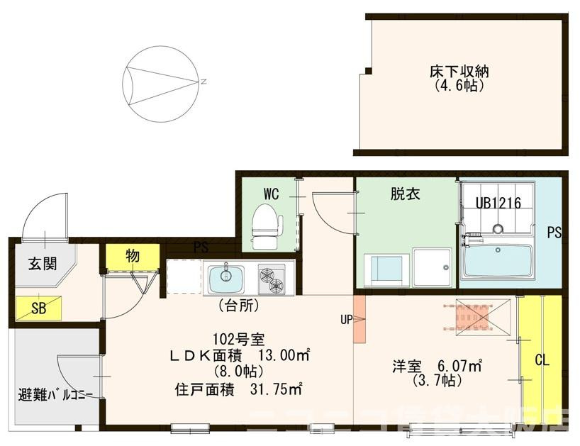 大阪市城東区諏訪２丁目のアパートの間取り