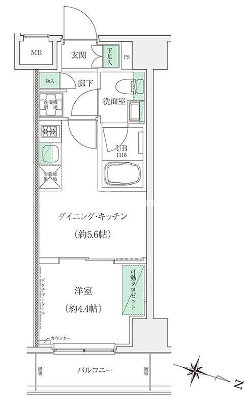 板橋区本町の賃貸マンションの間取り