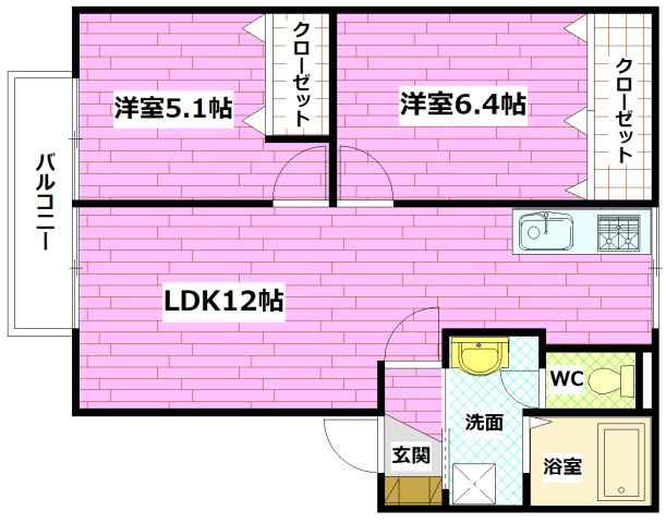 グリーンハウス森　B棟の間取り