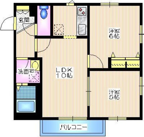 ＰＩＮＥ　 ＣＯＵＲＴの間取り|２Ｆ角部屋２面採光　広々した２ＬＤＫ洋室４９．４０平米