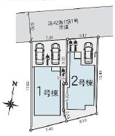 草加市北谷1丁目 新築分譲住宅 全2棟 1号棟の区画図