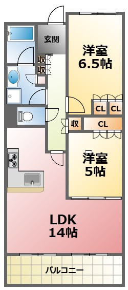 甲子園六石町ハイツの間取り