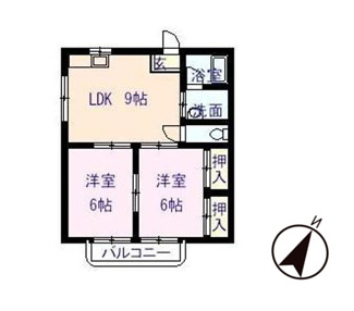 【間取り】 | ハイツオガワ引野 | 2DK
