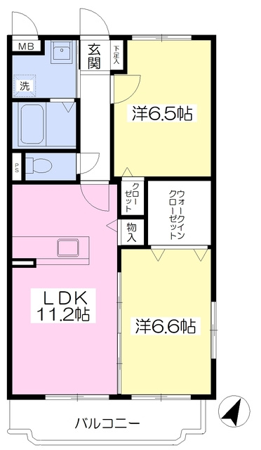 グランディール壱番館の間取り|使い勝手の良い間取りです♪
