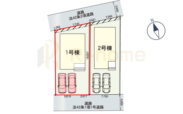 水戸市新荘第4　新築戸建て　1号棟の区画図|大きなお買い物だからこそ、メリット・デメリットを伝えさせて頂きます。
R-homeにお任せください♪