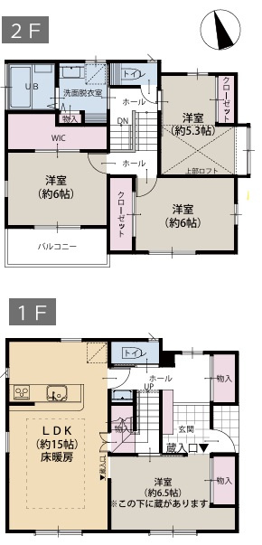電動シャッターに床暖房！設備はもちろんのことこれが蔵のある家⌂収納がたーーっぷりで大荷物さん必見です！！明るすぎるリビングにウッドデッキで最高の休日を演出♪な【南区六ッ川4丁目中古戸建】の間取り