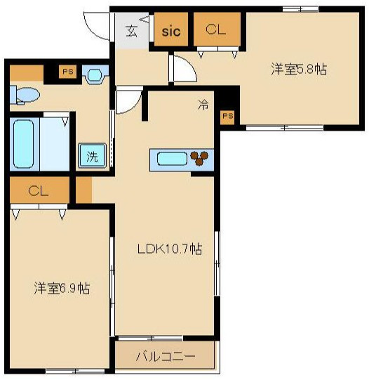 Ｓ．ＦＬＡＴ　Ⅴの間取り|間取りです。
