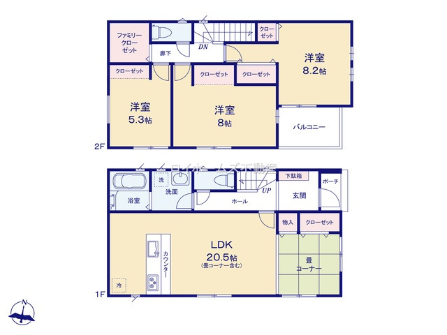 【間取り】 | 名古屋市西区大野木４丁目374『仲介料無料』新築戸建て | 1号棟