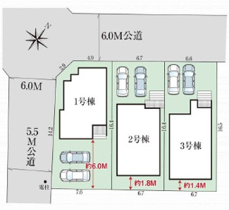 【区画図】 | GRAFARE尾張旭市大塚町全３棟【仲介手数料無料　瑞鳳小　西中】 | 今すぐのご案内可能です！→  0120-336-922　までお気軽にお問い合わせください。