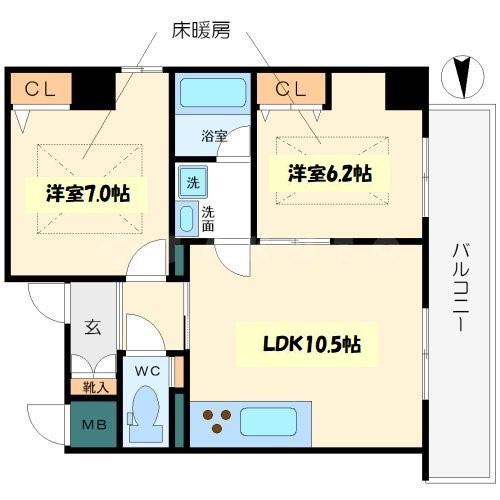 プレスト博労町　開平小学校の間取り|プレスト博労町　開放感ある間取り