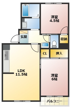 【間取り】 | ヴァンベール戸塚 | ファミリーに人気な２ＬＤＫのお部屋！