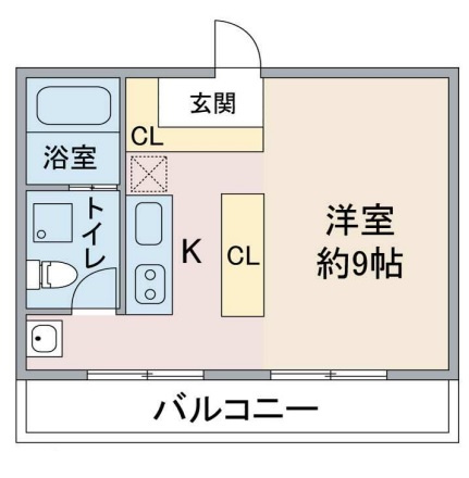 ヴァンデスポワールの間取り|洋室9帖の広々ワンルームバストイレ別独立洗面台！