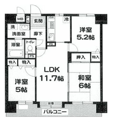 【間取り】 | ルネ西大路 | 専有面積61.62㎡