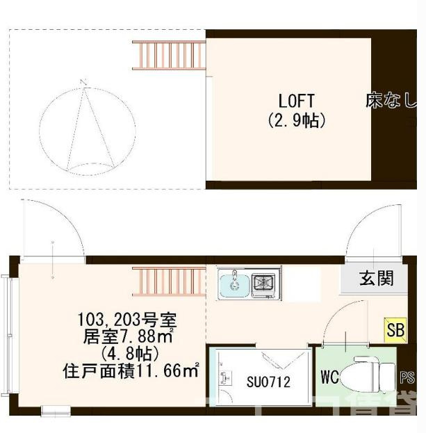 北区赤羽２丁目のアパートの間取り|
