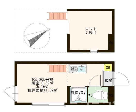 杉並区下高井戸５丁目のアパートの間取り|別号室イメージの為、現状を優先致します。
