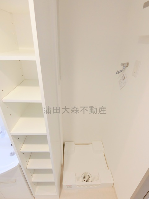 ミライズ武蔵新田レジデンスの設備|棚収納付き洗濯機置き場　洗面脱衣所