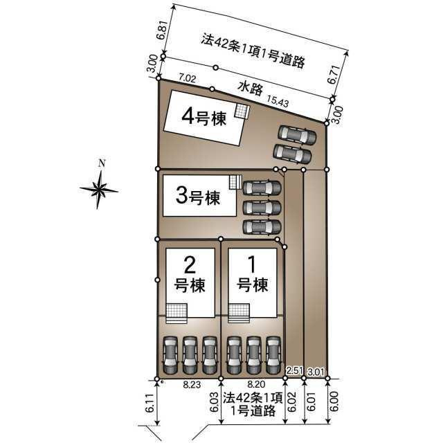 新築戸建て・仲介手数料無料）津島市江東町　第２・4号棟の区画図