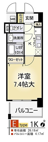神戸市中央区御幸通３丁目の賃貸マンションの間取り