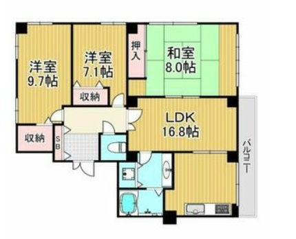 西宮市松下町の賃貸マンションの間取り