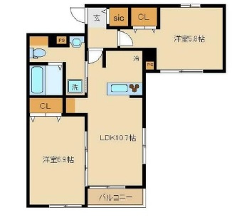 Ｓ．ＦＬＡＴ　Ⅴの間取り|間取りです。