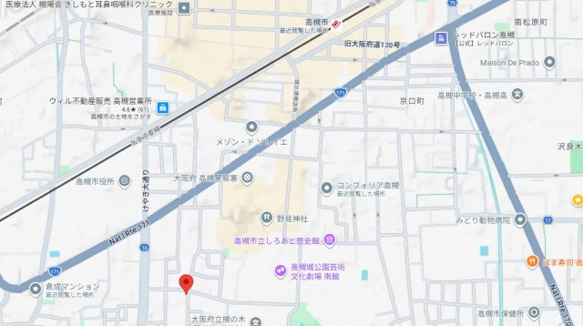高槻市出丸町のアパートの地図