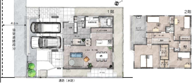 大田区田園調布　新築戸建の間取り