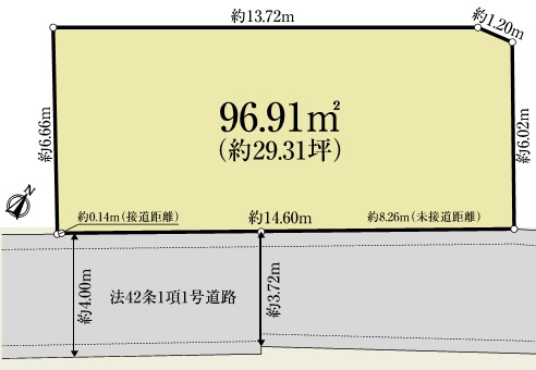 世田谷区池尻　建築条件なし売地の土地図