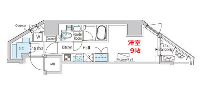 【間取り】 | バウスフラッツ品川キャナルサイド | お部屋の間取りです。