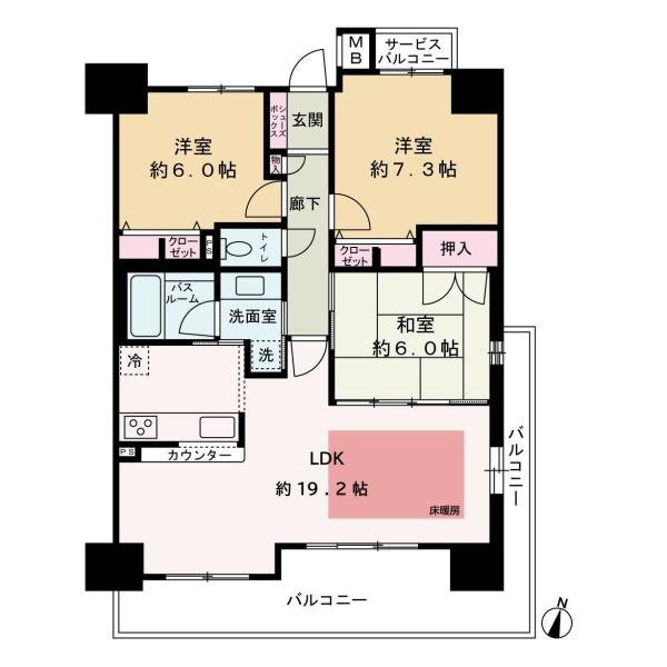 セレッソコート和歌山城公園ザ・マークスの間取り