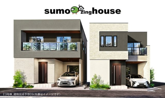 新築分譲住宅　ラグラス宮前平　3号棟の外観パース|外観パースです