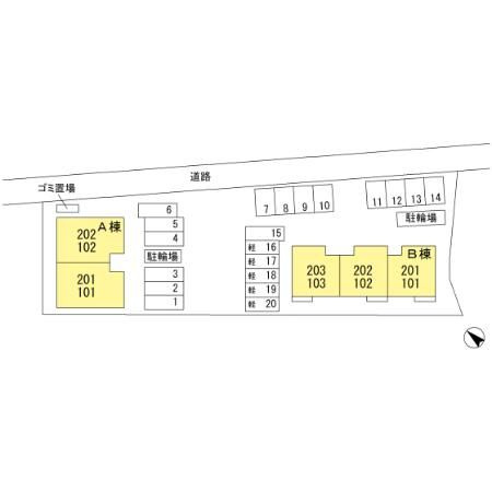 エスポワールＭＡＮＡＢＥ　B棟の区画図