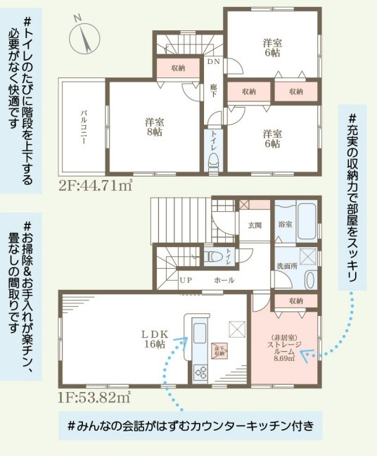 長期優良住宅・お車並列２台・大久保町高丘１３期　２号棟の間取り