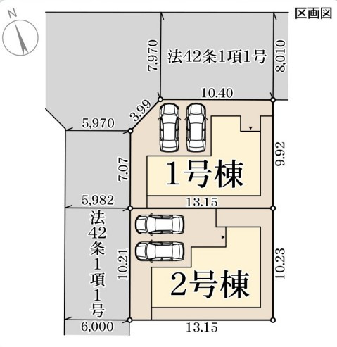 長期優良住宅・お車並列２台・大久保町高丘１３期　２号棟の区画図
