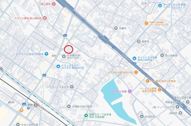 ディアエスタ・ミオ別府ラフィナス　　山陽電鉄「別府駅」徒歩5分の地図