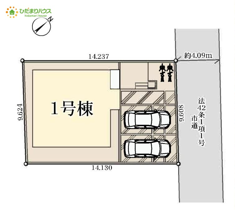 北本市中丸　新築戸建　リーブル01の区画図