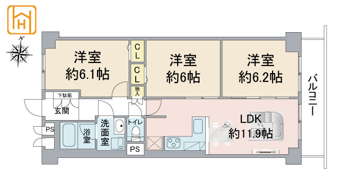 関目グリーンハイツＡ棟の間取り|※現況と図面が異なる場合現況を優先いたします。