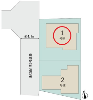 【区画図】 | 国分寺市日吉町４丁目　全２棟　1号棟　仲介手数料無料 | 1号棟です