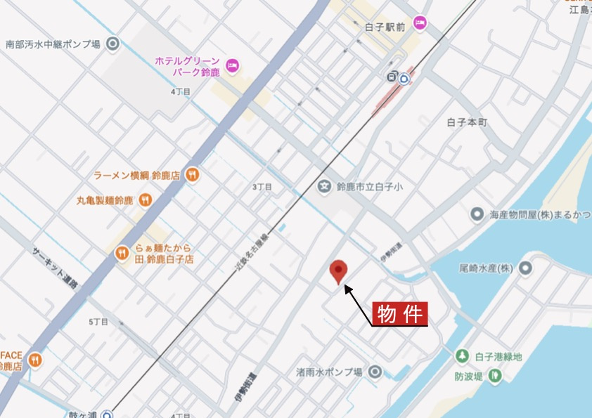 鈴鹿市白子1丁目《1号棟》の地図|広域Map