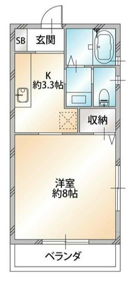 【間取り】 | ガーデンハイツⅡ | バストイレ別！1Kのお部屋です