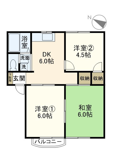 【間取り】 | コーポサンメール | ファミリーにおすすめ！３ＤＫの間取り ！