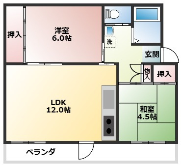 江南団地212棟204号室の間取り