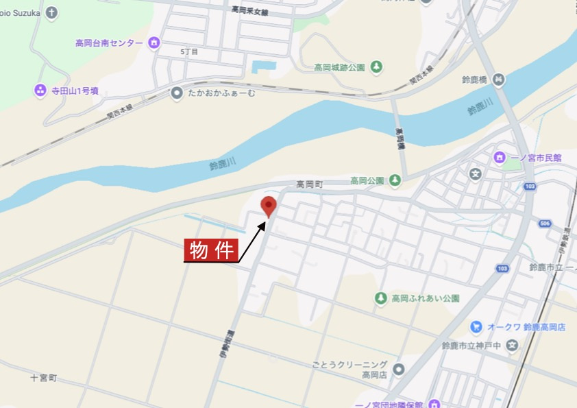 鈴鹿市高岡町の地図|広域Map