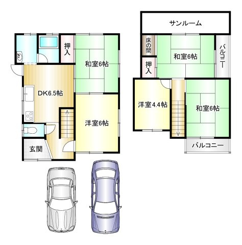 大和高田市吉井の間取り|5DK　土地面積：115.99ｍ2　建物面積：78.32ｍ2　駐車２台可