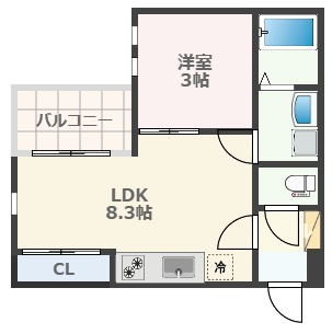 熊本市西区二本木３丁目のアパートの間取り