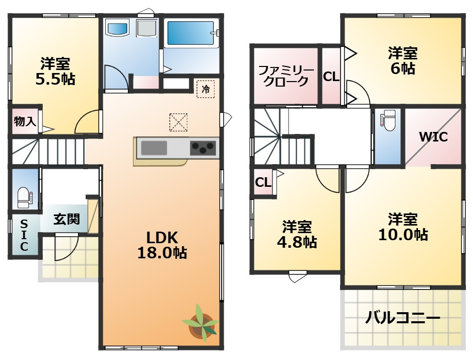 リガーレ宇都宮市今宮5期の間取り|南向きで陽当たりの良い間取りです